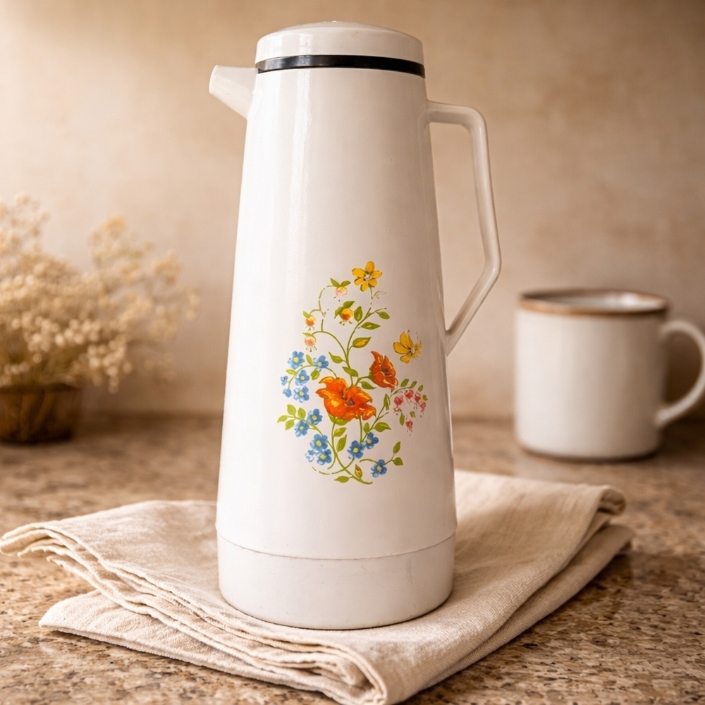 Vintage Thermos Floral Carafe 1970s Retro Coffee Server Cottage Core Kitchen